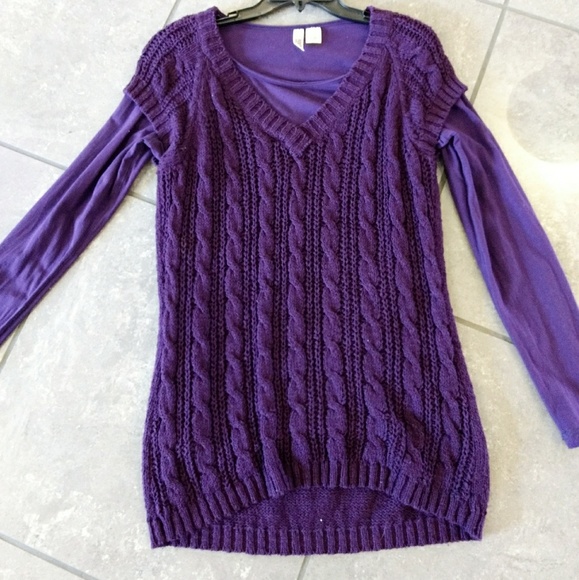Hannah Sweaters - Long Sleeve Purple Top & Sweater Tunic